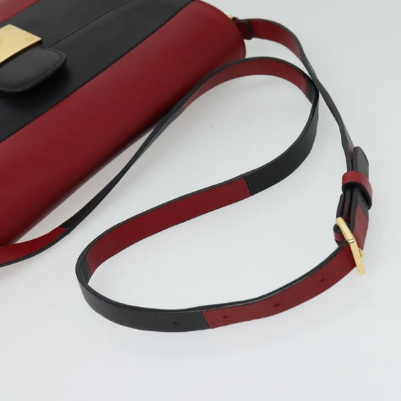 VALENTINO Shoulder Bag Leather Red Gold Auth 133407