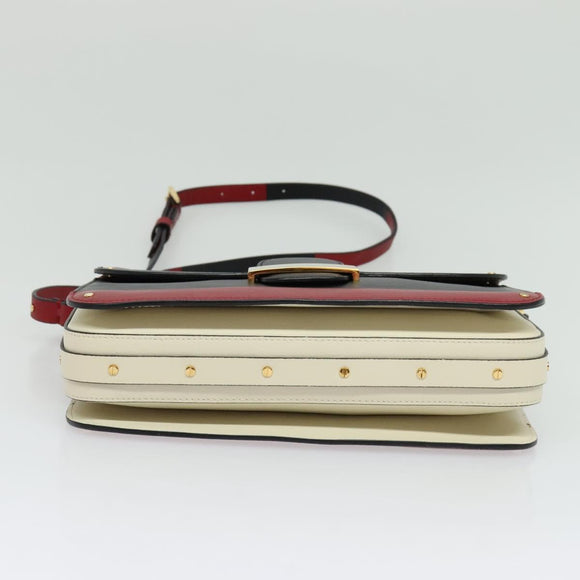 VALENTINO Shoulder Bag Leather Red Gold Auth 133407