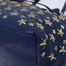 Jimmy Choo Studs Tote Bag Leather Blue Silver Auth 133409-10
