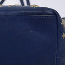 Jimmy Choo Studs Tote Bag Leather Blue Silver Auth 133409-14