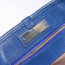 Jimmy Choo Studs Tote Bag Leather Blue Silver Auth 133409-16