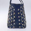 Jimmy Choo Studs Tote Bag Leather Blue Silver Auth 133409-5