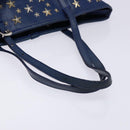 Jimmy Choo Studs Tote Bag Leather Blue Silver Auth 133409-7