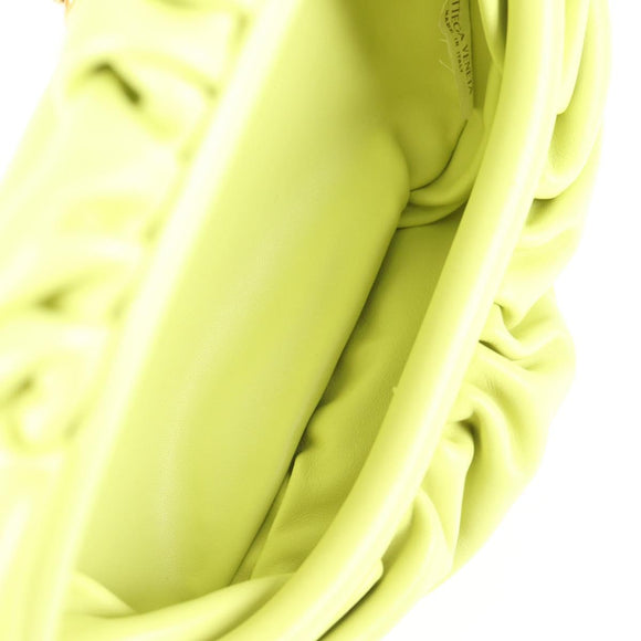 BOTTEGA VENETA Chain Shoulder Bag Leather Gold Lime Green Auth 133411V