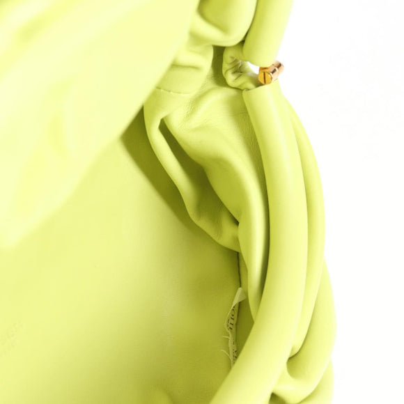 BOTTEGA VENETA Chain Shoulder Bag Leather Gold Lime Green Auth 133411V