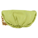 BOTTEGA VENETA Chain Shoulder Bag Leather Gold Lime Green Auth 133411V-2