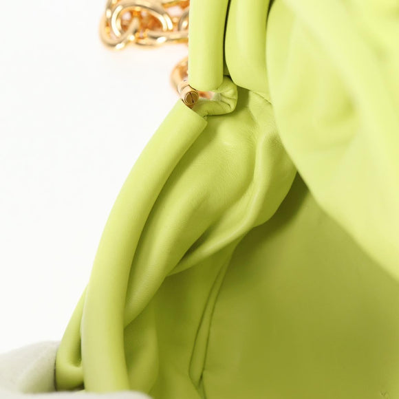 BOTTEGA VENETA Chain Shoulder Bag Leather Gold Lime Green Auth 133411V