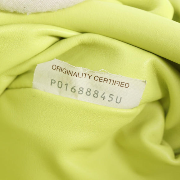 BOTTEGA VENETA Chain Shoulder Bag Leather Gold Lime Green Auth 133411V