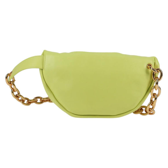 BOTTEGA VENETA Chain Shoulder Bag Leather Gold Lime Green Auth 133411V