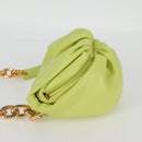 BOTTEGA VENETA Chain Shoulder Bag Leather Gold Lime Green Auth 133411V-4