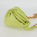 BOTTEGA VENETA Chain Shoulder Bag Leather Gold Lime Green Auth 133411V-5