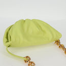 BOTTEGA VENETA Chain Shoulder Bag Leather Gold Lime Green Auth 133411V-6