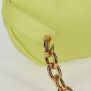 BOTTEGA VENETA Chain Shoulder Bag Leather Gold Lime Green Auth 133411V-9