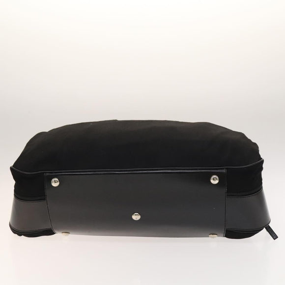 GUCCI Boston Bag Cotton Black Silver 010 1553 0301 Auth 133415