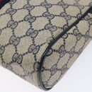 GUCCI GG Supreme Sherry Line Clutch Bag PVC Navy Gold Red Auth 133416-10