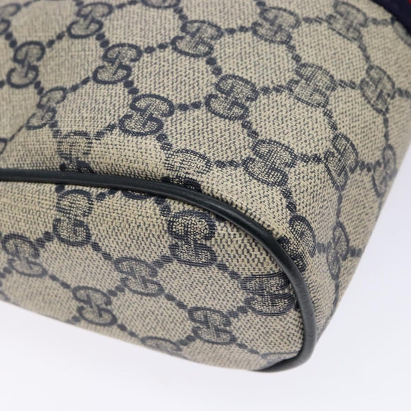 GUCCI GG Supreme Sherry Line Clutch Bag PVC Navy Gold Red Auth 133416