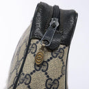 GUCCI GG Supreme Sherry Line Clutch Bag PVC Navy Gold Red Auth 133416-12