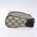 GUCCI GG Supreme Sherry Line Clutch Bag PVC Navy Gold Red Auth 133416-4