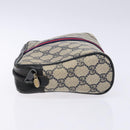 GUCCI GG Supreme Sherry Line Clutch Bag PVC Navy Gold Red Auth 133416-5