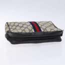 GUCCI GG Supreme Sherry Line Clutch Bag PVC Navy Gold Red Auth 133416-6
