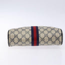 GUCCI GG Supreme Sherry Line Clutch Bag PVC Navy Gold Red Auth 133416-7