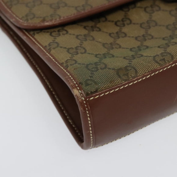 GUCCI GG Canvas Shoulder Bag Brown Gold 004 49 0195 Auth 133417