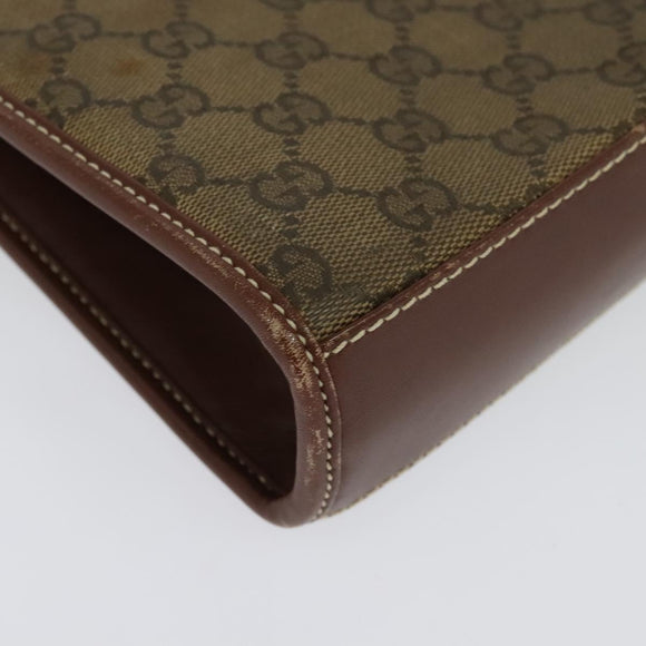 GUCCI GG Canvas Shoulder Bag Brown Gold 004 49 0195 Auth 133417