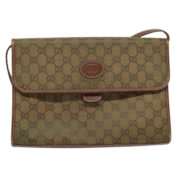 GUCCI GG Canvas Shoulder Bag Brown Gold 004 49 0195 Auth 133417