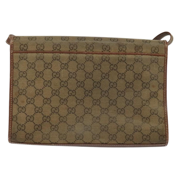 GUCCI GG Canvas Shoulder Bag Brown Gold 004 49 0195 Auth 133417