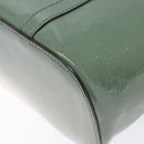 GUCCI Micro GG Canvas Tote Bag Patent leather Green Gold 336776 Auth 133418-17