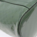 GUCCI Micro GG Canvas Tote Bag Patent leather Green Gold 336776 Auth 133418-18