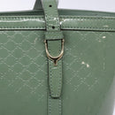 GUCCI Micro GG Canvas Tote Bag Patent leather Green Gold 336776 Auth 133418-9