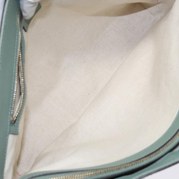 GUCCI Micro GG Canvas Tote Bag Patent leather Green Gold 336776 Auth 133418