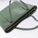 GUCCI Micro GG Canvas Tote Bag Patent leather Green Gold 336776 Auth 133418-6