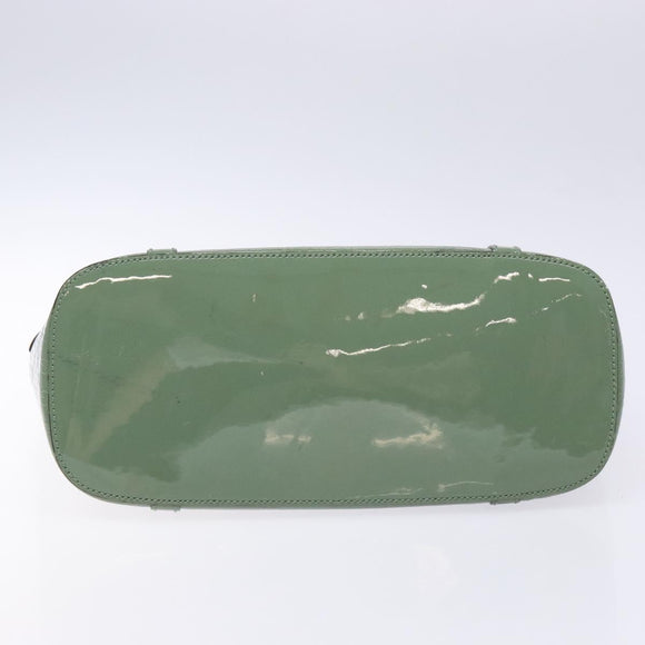 GUCCI Micro GG Canvas Tote Bag Patent leather Green Gold 336776 Auth 133418