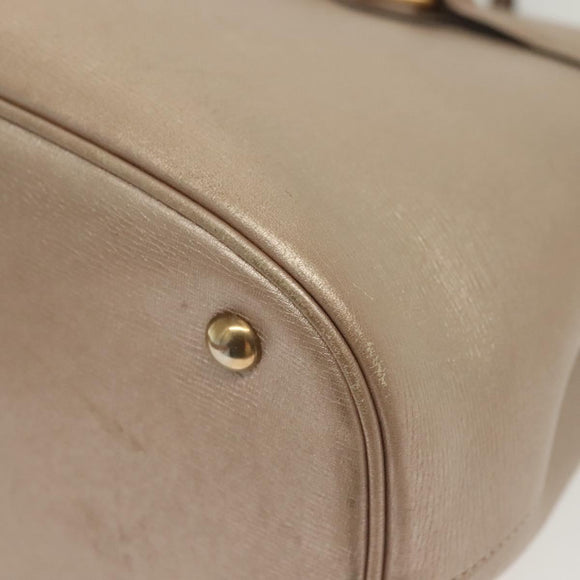 GUCCI Horsebit Hand Bag Leather 2way Gold Pink gold 319795 Auth 133420