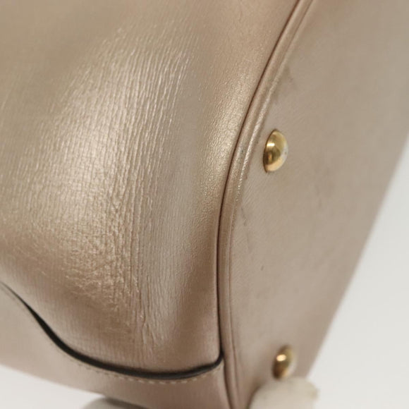 GUCCI Horsebit Hand Bag Leather 2way Gold Pink gold 319795 Auth 133420