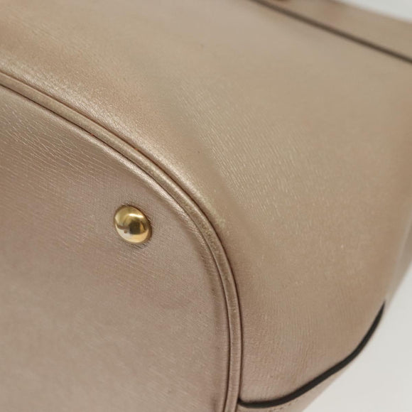 GUCCI Horsebit Hand Bag Leather 2way Gold Pink gold 319795 Auth 133420