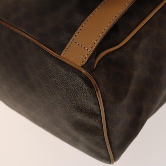 CELINE Macadam Canvas Backpack PVC Leather Brown Gold Auth 133422