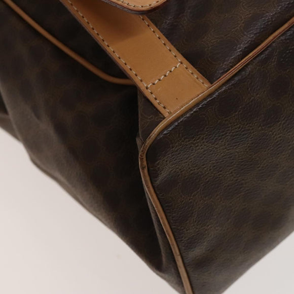 CELINE Macadam Canvas Backpack PVC Leather Brown Gold Auth 133422