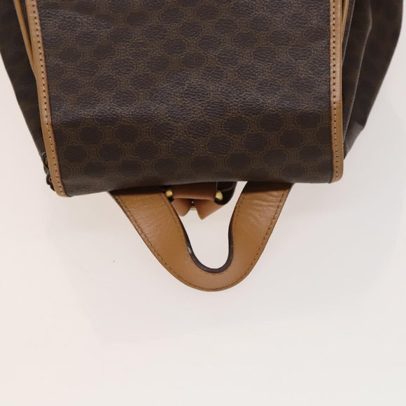 CELINE Macadam Canvas Backpack PVC Leather Brown Gold Auth 133422