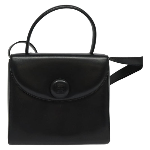 GIVENCHY Hand Bag Leather 2way Black Auth 133423