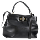 BVLGARI Hand Bag Leather 2way Black Gold Auth 133425-1