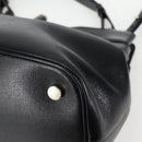 BVLGARI Hand Bag Leather 2way Black Gold Auth 133425-13