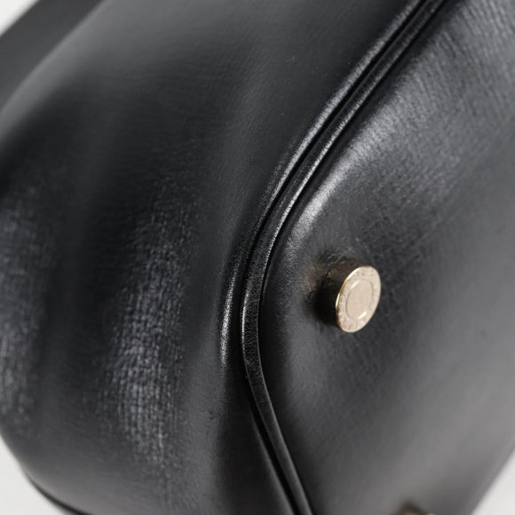 BVLGARI Hand Bag Leather 2way Black Gold Auth 133425