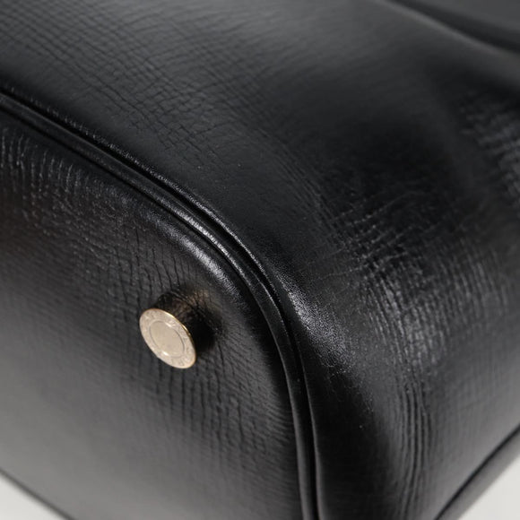 BVLGARI Hand Bag Leather 2way Black Gold Auth 133425