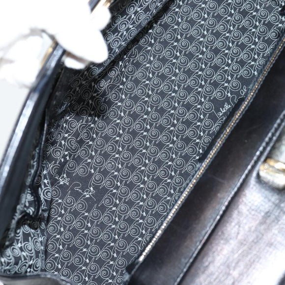 BVLGARI Hand Bag Leather 2way Black Gold Auth 133425