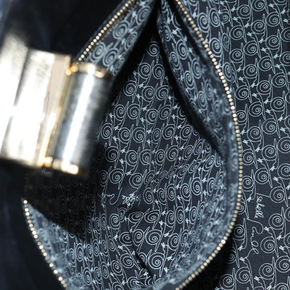 BVLGARI Hand Bag Leather 2way Black Gold Auth 133425