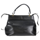 BVLGARI Hand Bag Leather 2way Black Gold Auth 133425-3