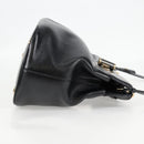 BVLGARI Hand Bag Leather 2way Black Gold Auth 133425-5